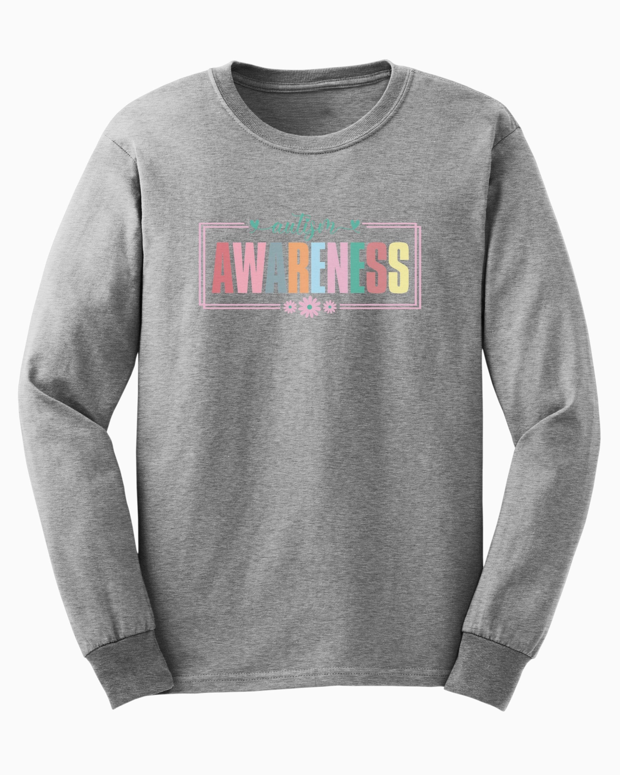 Bright Blooms for Autism Awareness Long Sleeve T-Shirt-Sport Grey-Neurodiversity, ADHD & Autism Awareness & Acceptance Long-sleeve by Daily Bloom