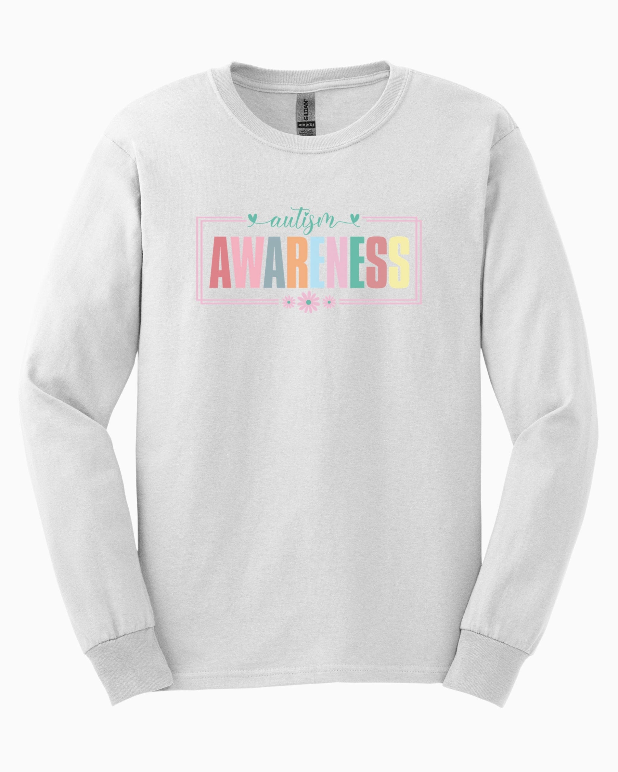 Bright Blooms for Autism Awareness Long Sleeve T-Shirt-White-Neurodiversity, ADHD & Autism Awareness & Acceptance Long-sleeve by Daily Bloom