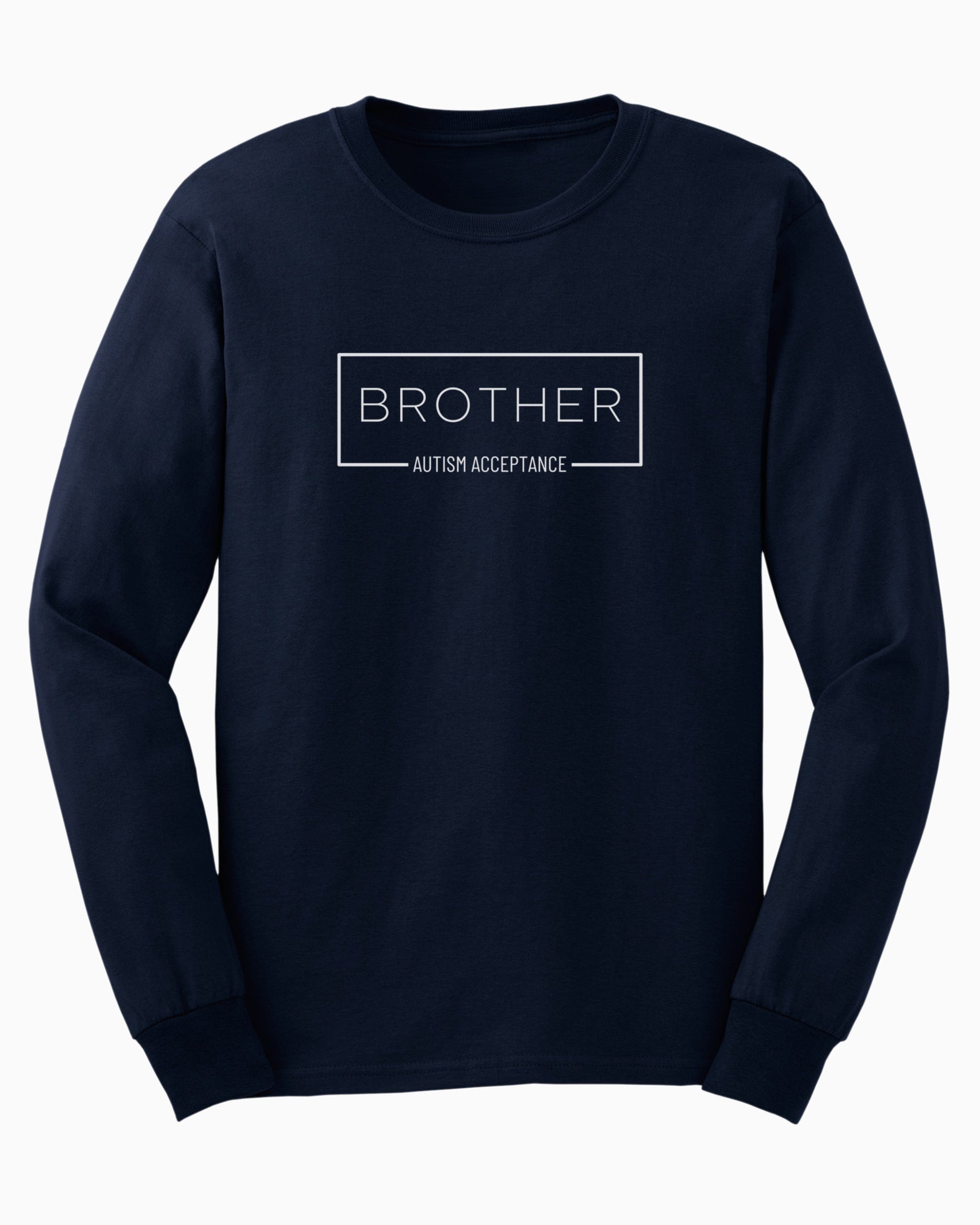 Brother Box Long Sleeve T-Shirt-Navy-Neurodiversity, ADHD & Autism Awareness & Acceptance Long-sleeve by Daily Bloom