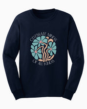 Celebrate Minds Of All Kinds Long Sleeve T-Shirt-Navy-Neurodiversity, ADHD & Autism Awareness & Acceptance Long-sleeve by Daily Bloom