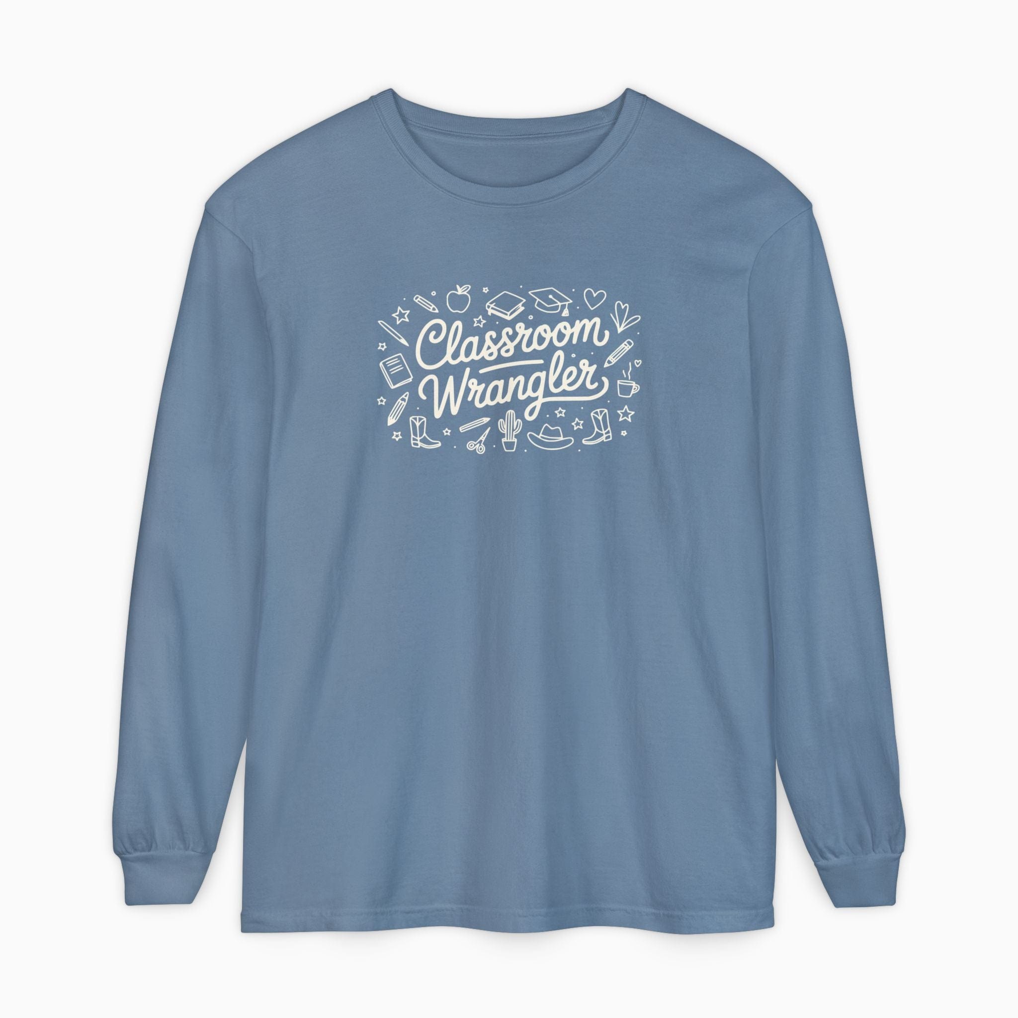 Autism Long-sleeve By Daily Bloom Classroom Wrangler Comfort Colors Long Sleeve T-Shirt Blue Jean / S