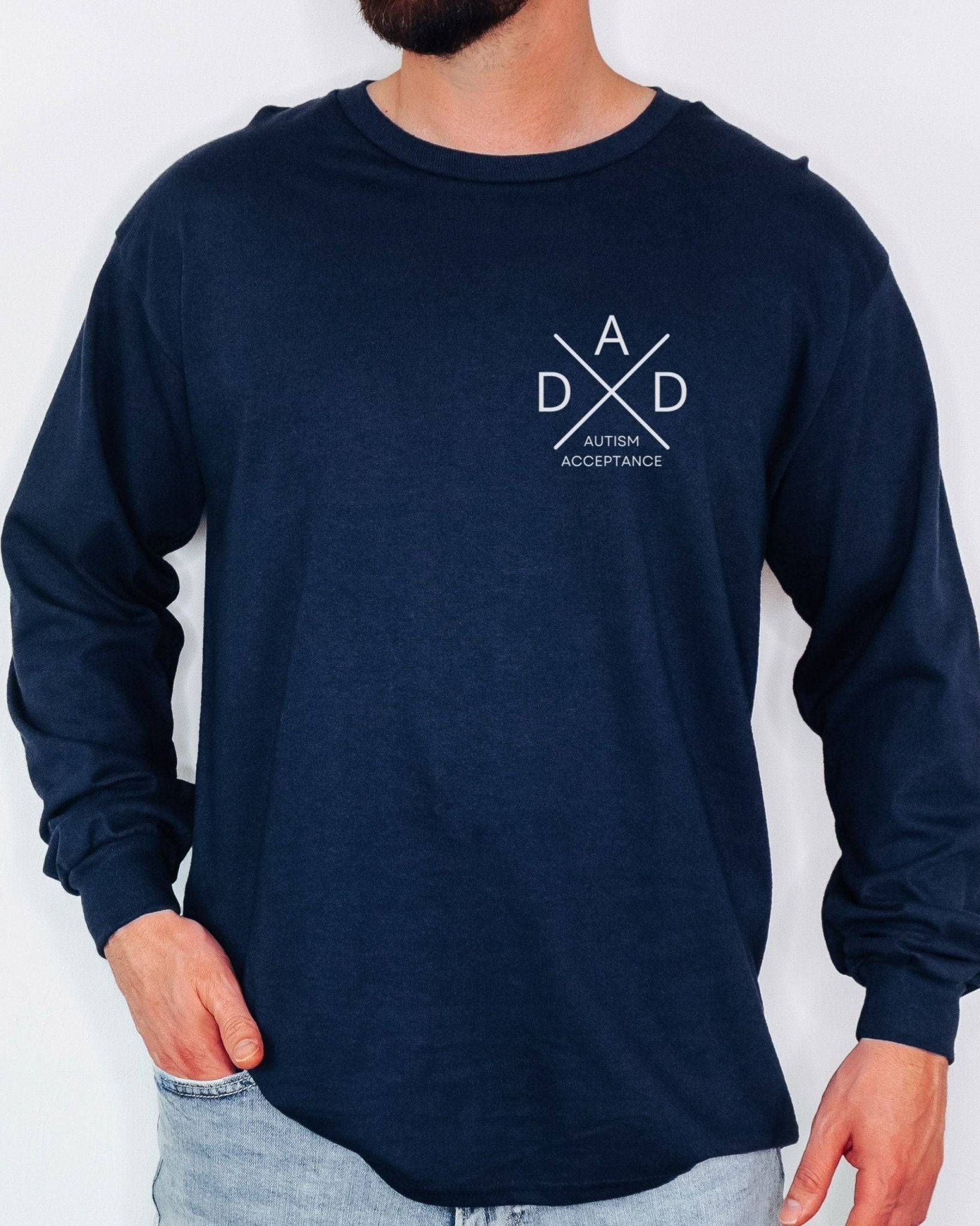 Autism Long - sleeve - Dad Cross Long Sleeve T-Shirt - Daily Bloom