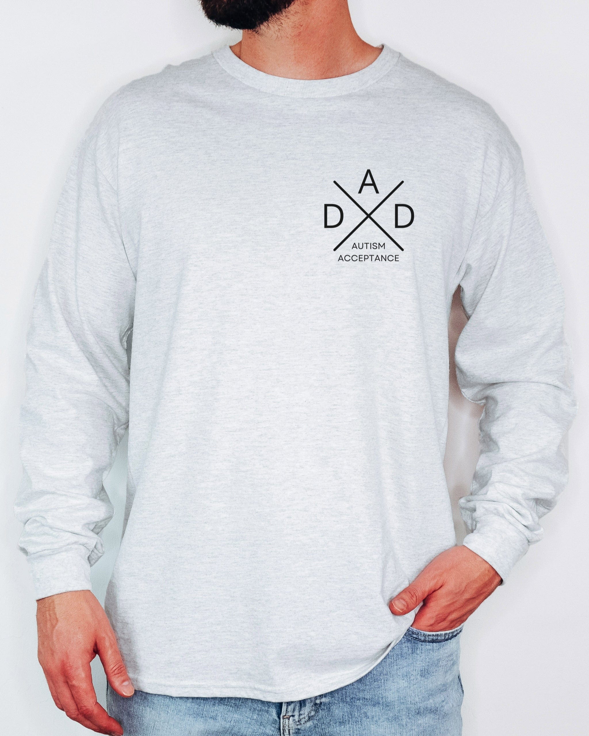 Dad Cross Long Sleeve T-Shirt-Neurodiversity, ADHD & Autism Awareness & Acceptance Long-sleeve by Daily Bloom
