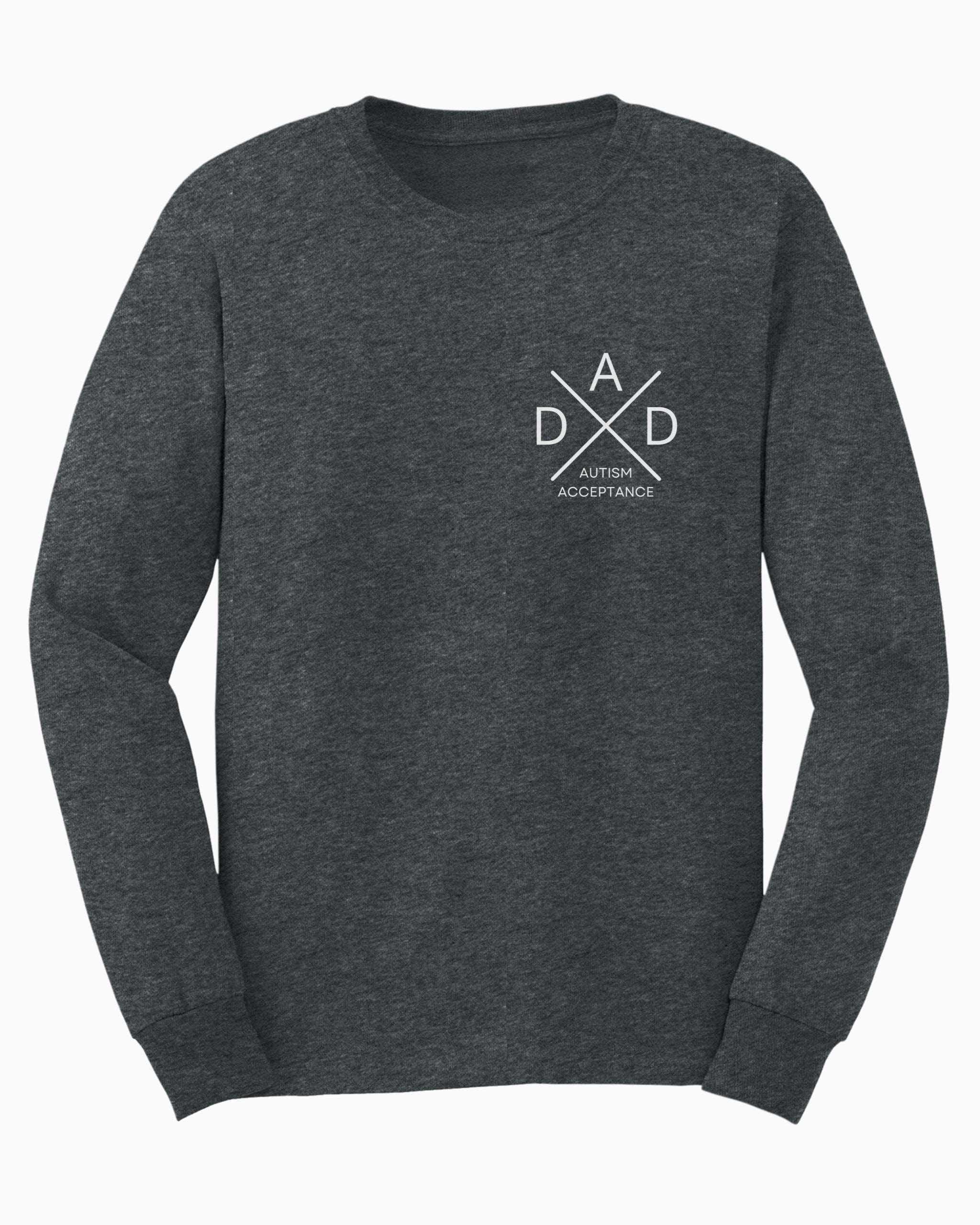 Dad Cross Long Sleeve T-Shirt-Dark Heather-Neurodiversity, ADHD & Autism Awareness & Acceptance Long-sleeve by Daily Bloom