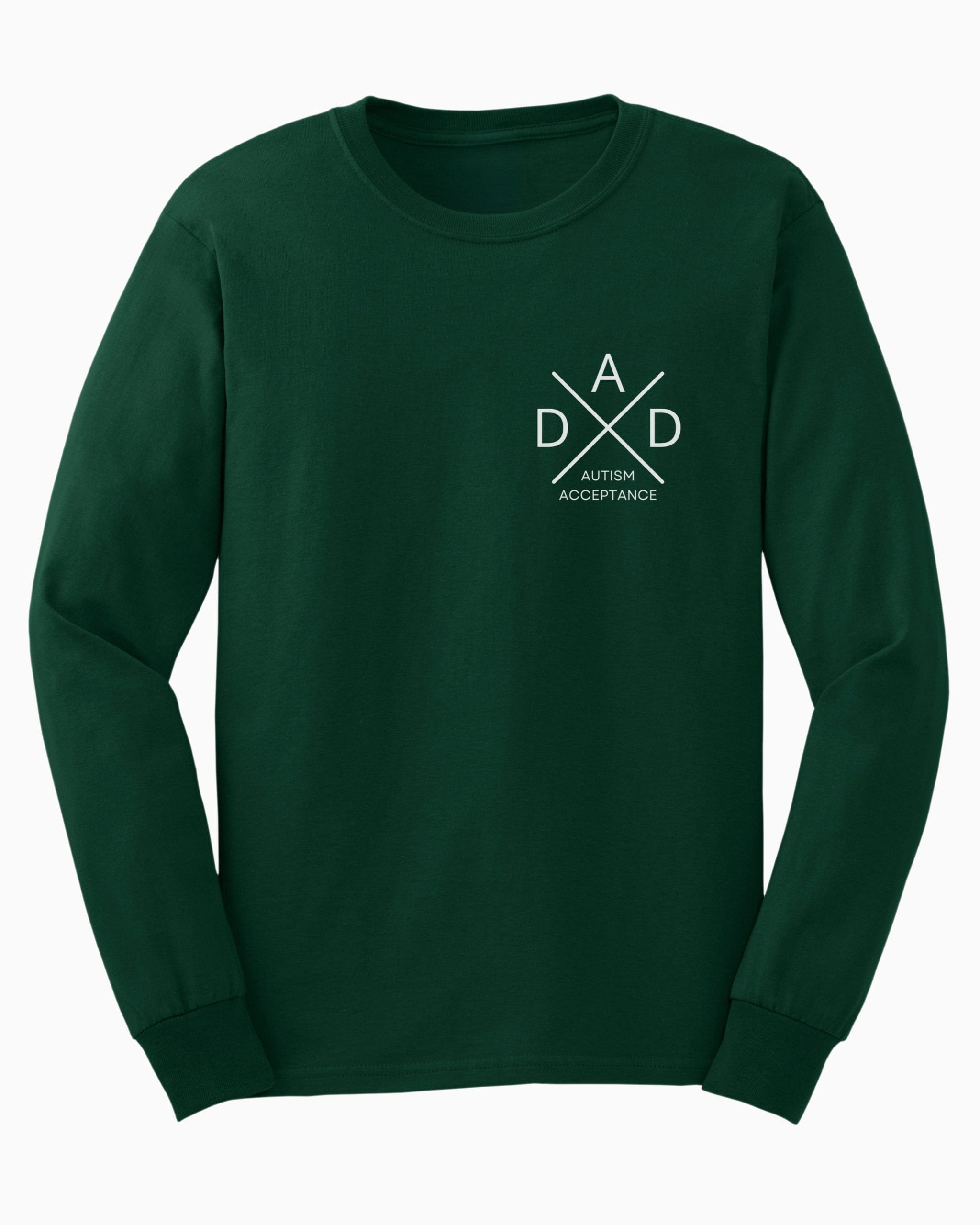 Dad Cross Long Sleeve T-Shirt-Forest Green-Neurodiversity, ADHD & Autism Awareness & Acceptance Long-sleeve by Daily Bloom
