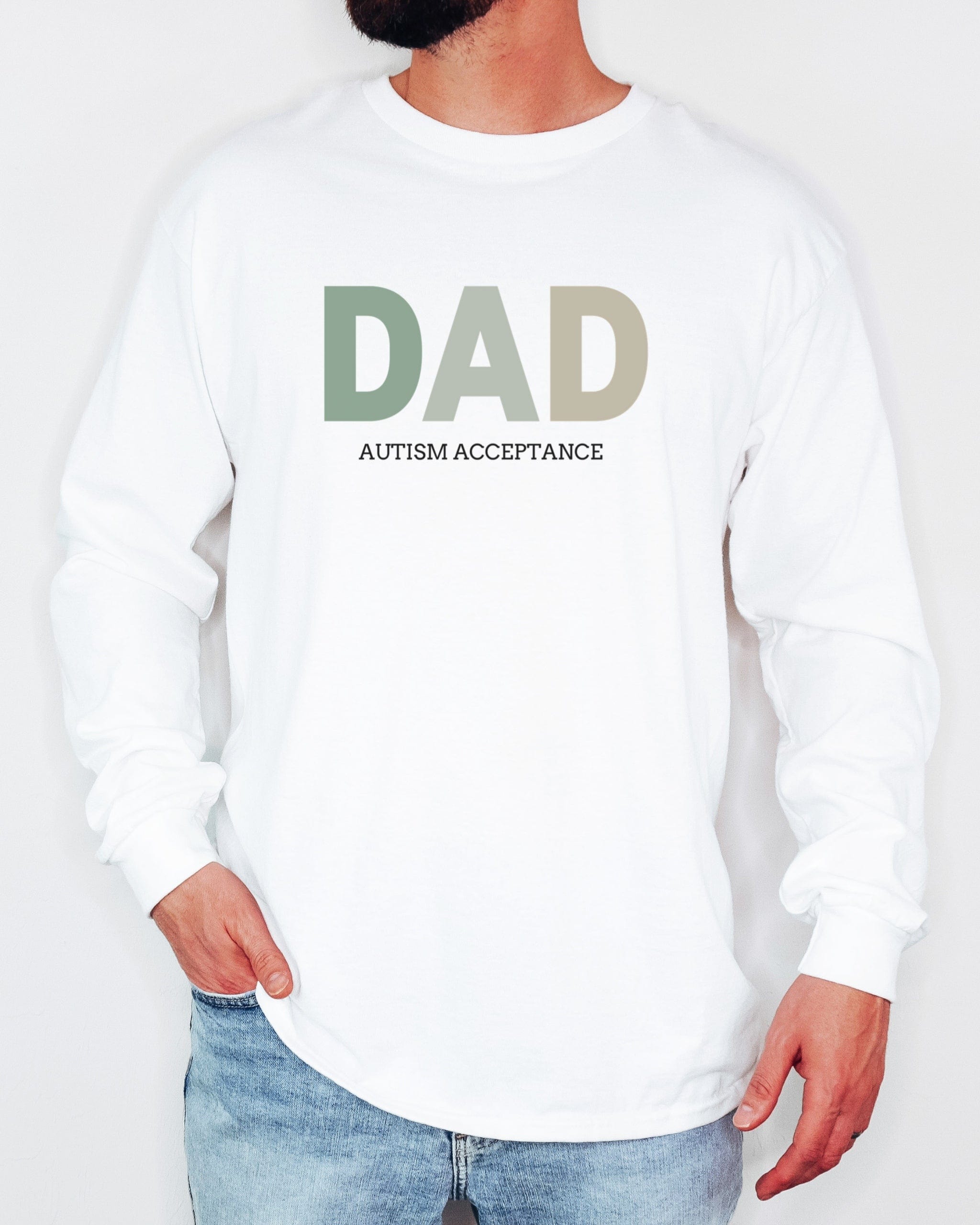 Dad Gradient Long Sleeve T-Shirt-Neurodiversity, ADHD & Autism Awareness & Acceptance Long-sleeve by Daily Bloom