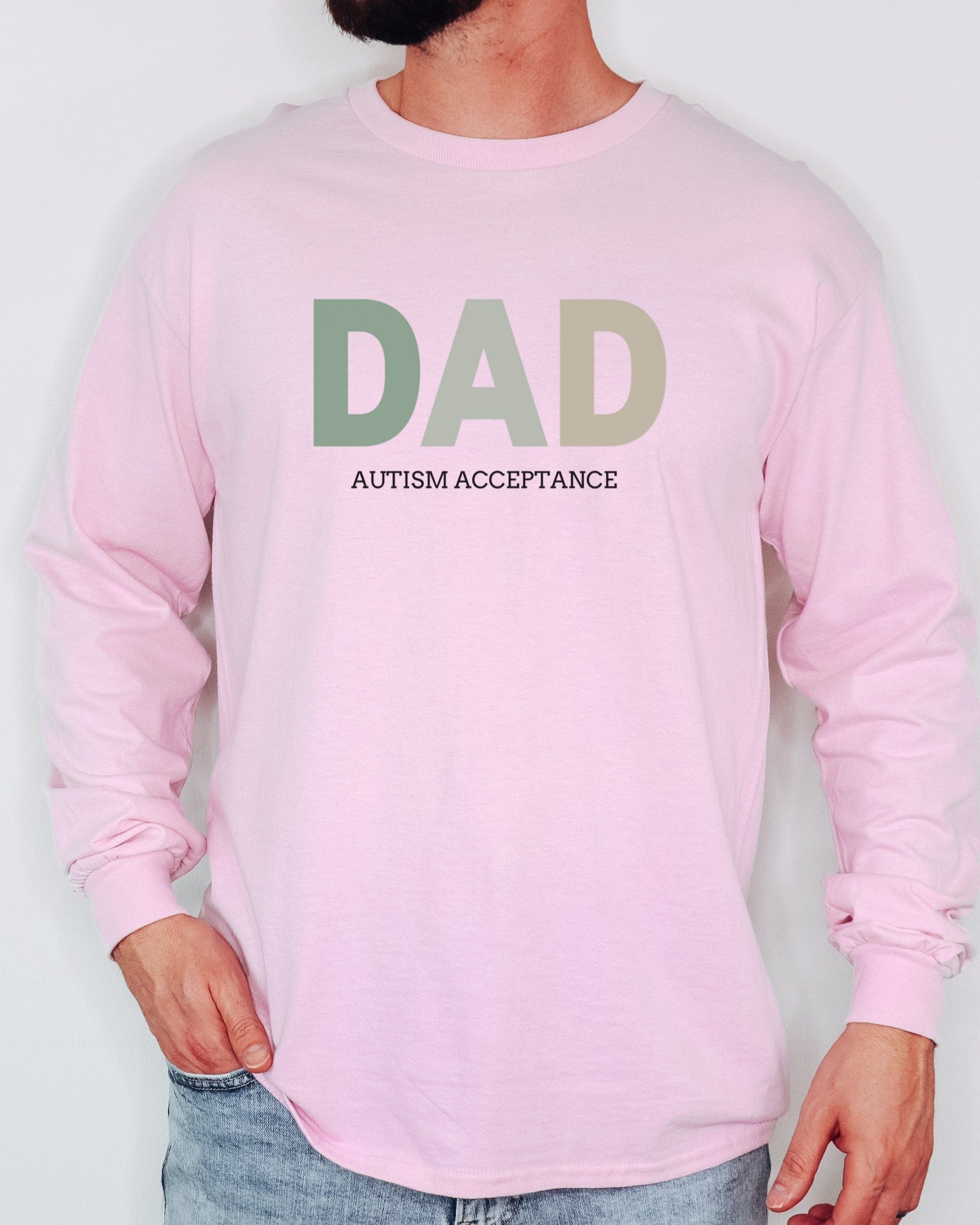 Dad Gradient Long Sleeve T-Shirt-Neurodiversity, ADHD & Autism Awareness & Acceptance Long-sleeve by Daily Bloom