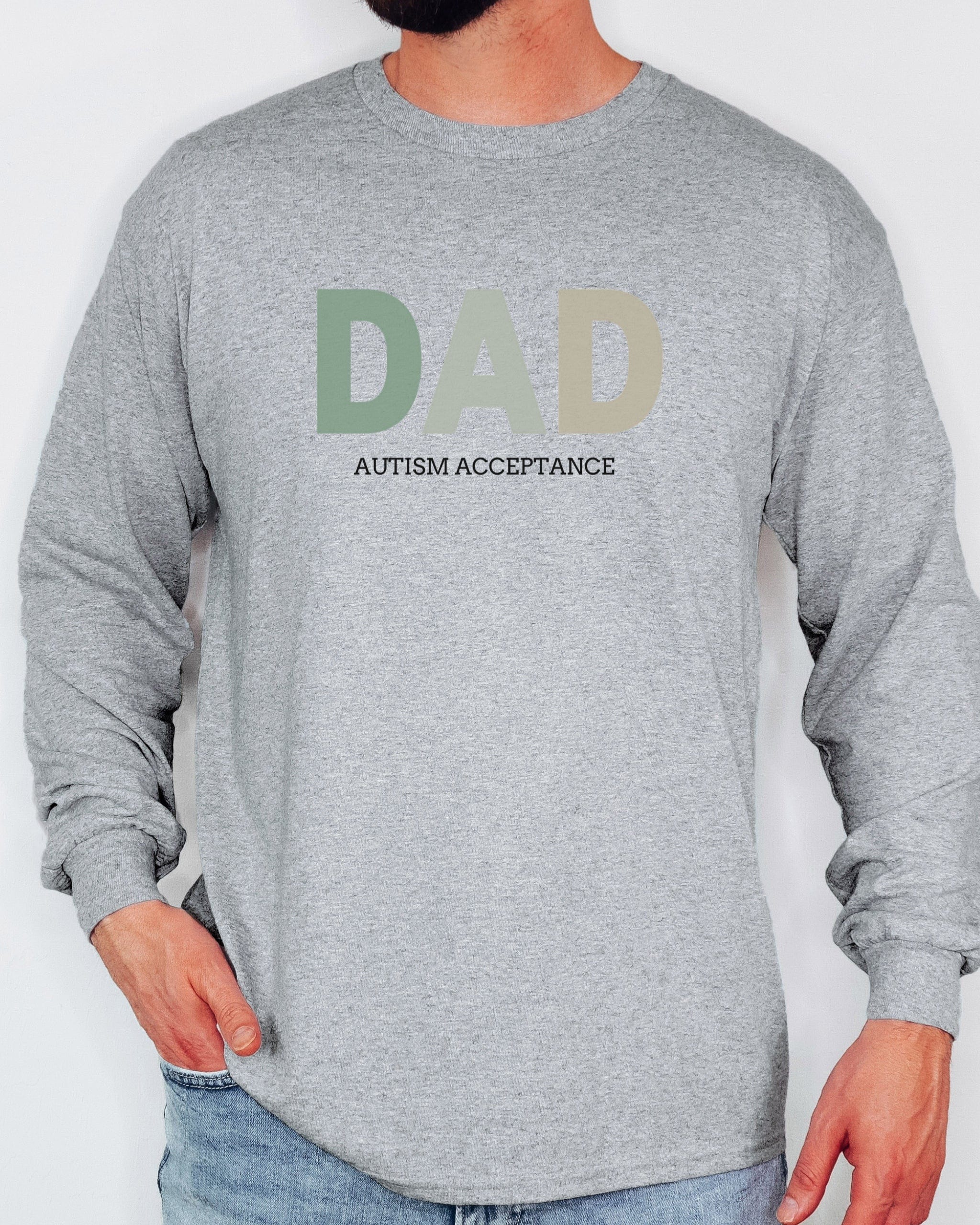 Dad Gradient Long Sleeve T-Shirt-Neurodiversity, ADHD & Autism Awareness & Acceptance Long-sleeve by Daily Bloom