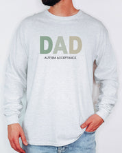 Dad Gradient Long Sleeve T-Shirt-Neurodiversity, ADHD & Autism Awareness & Acceptance Long-sleeve by Daily Bloom