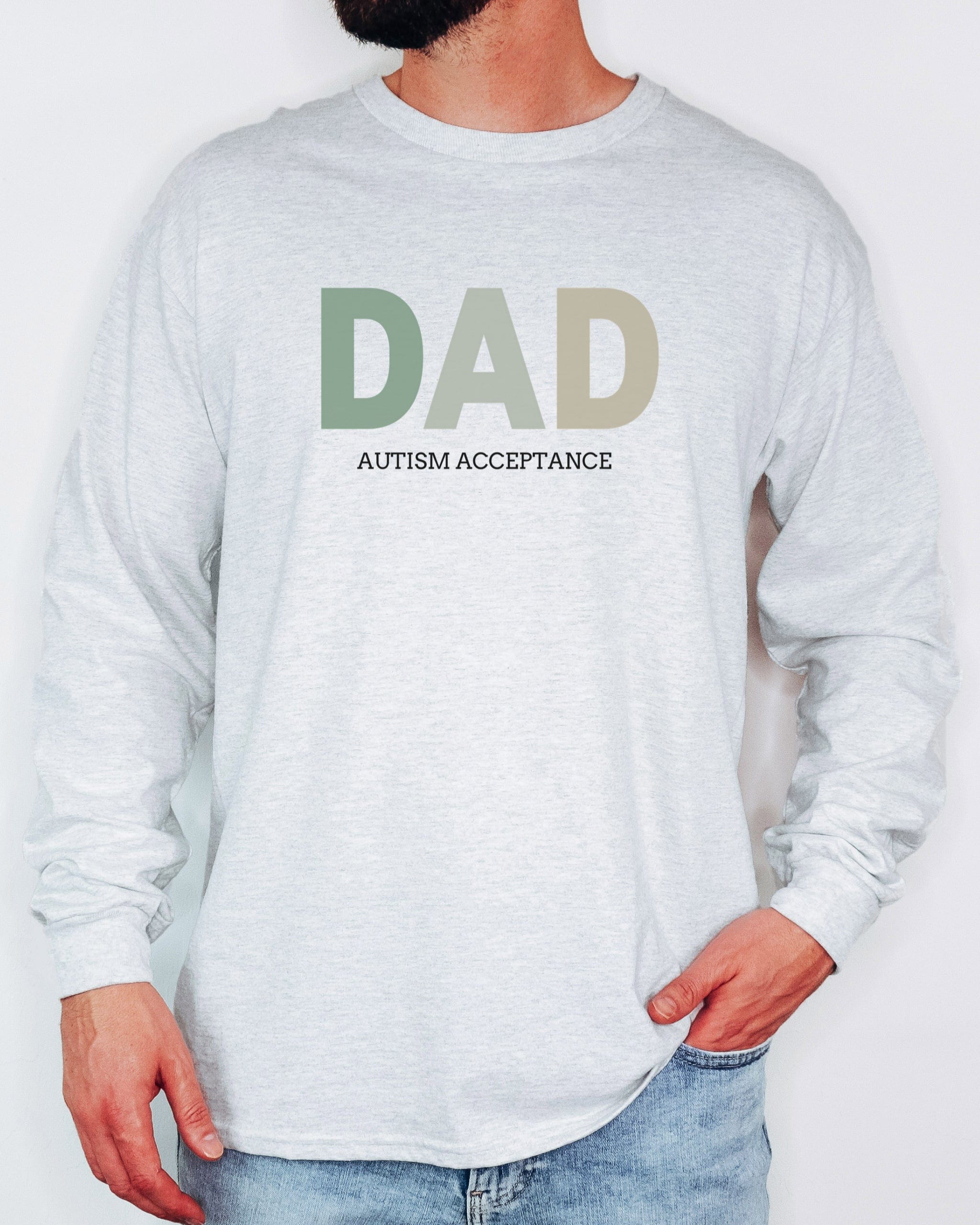 Dad Gradient Long Sleeve T-Shirt-Neurodiversity, ADHD & Autism Awareness & Acceptance Long-sleeve by Daily Bloom