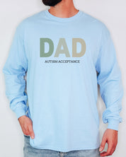 Dad Gradient Long Sleeve T-Shirt-Neurodiversity, ADHD & Autism Awareness & Acceptance Long-sleeve by Daily Bloom