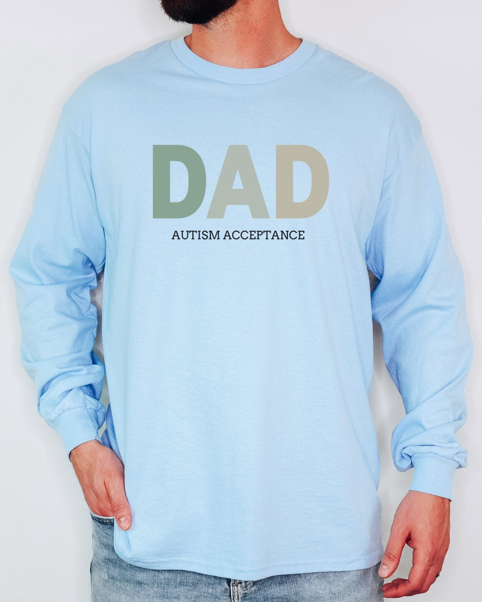 Dad Gradient Long Sleeve T-Shirt-Neurodiversity, ADHD & Autism Awareness & Acceptance Long-sleeve by Daily Bloom