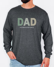 Dad Gradient Long Sleeve T-Shirt-Neurodiversity, ADHD & Autism Awareness & Acceptance Long-sleeve by Daily Bloom