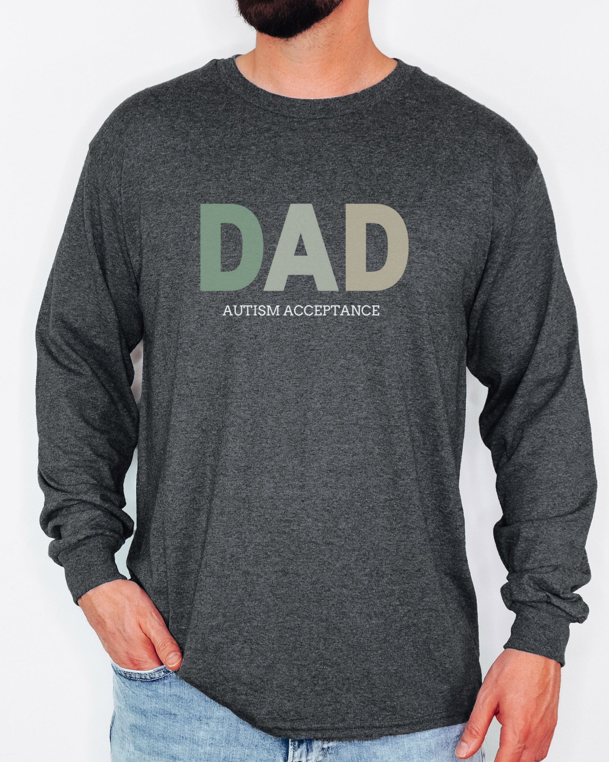 Dad Gradient Long Sleeve T-Shirt-Neurodiversity, ADHD & Autism Awareness & Acceptance Long-sleeve by Daily Bloom