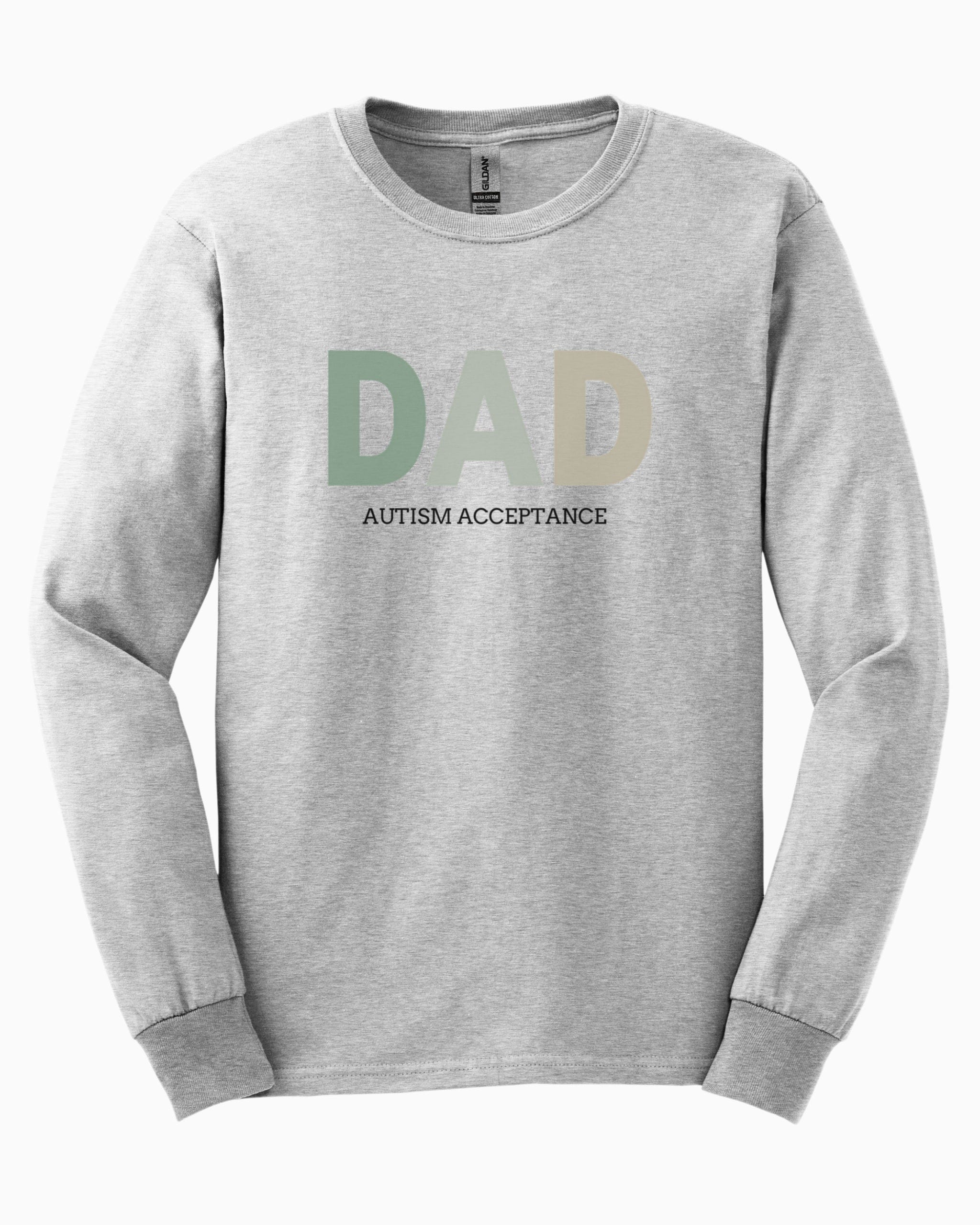 Dad Gradient Long Sleeve T-Shirt-Ash-Neurodiversity, ADHD & Autism Awareness & Acceptance Long-sleeve by Daily Bloom