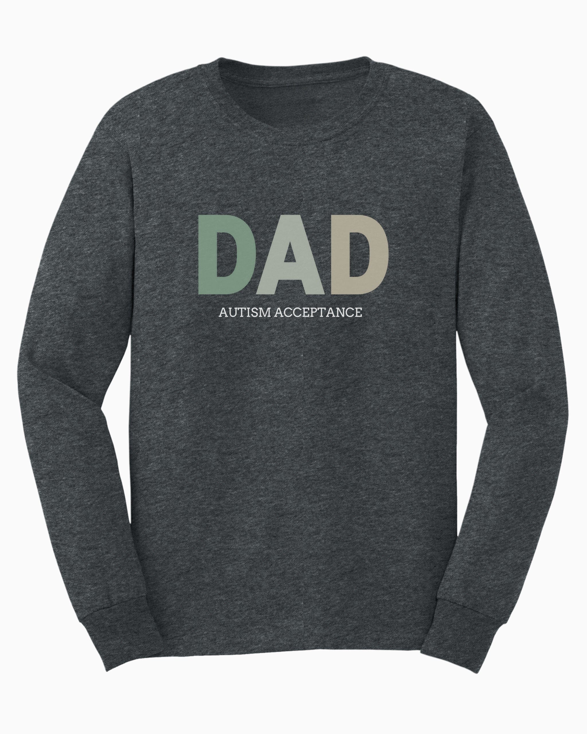 Dad Gradient Long Sleeve T-Shirt-Dark Heather-Neurodiversity, ADHD & Autism Awareness & Acceptance Long-sleeve by Daily Bloom