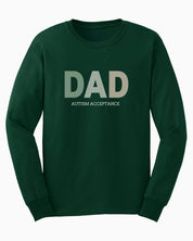 Dad Gradient Long Sleeve T-Shirt-Forest Green-Neurodiversity, ADHD & Autism Awareness & Acceptance Long-sleeve by Daily Bloom