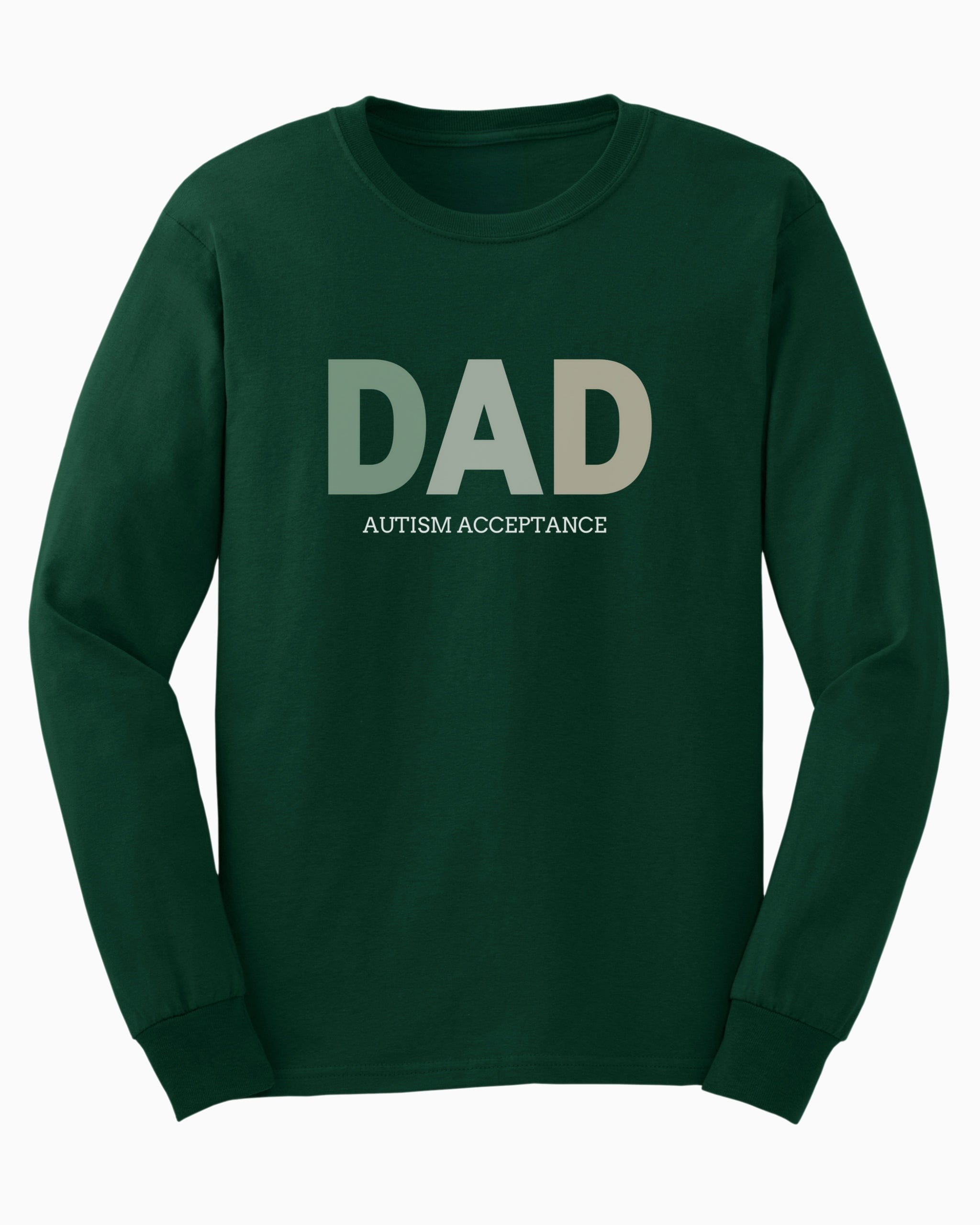 Dad Gradient Long Sleeve T-Shirt-Forest Green-Neurodiversity, ADHD & Autism Awareness & Acceptance Long-sleeve by Daily Bloom