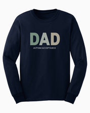 Dad Gradient Long Sleeve T-Shirt-Navy-Neurodiversity, ADHD & Autism Awareness & Acceptance Long-sleeve by Daily Bloom