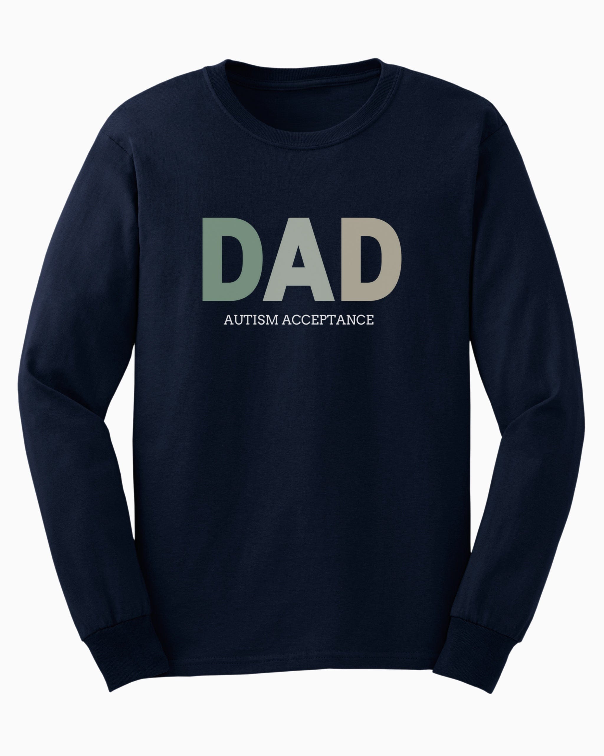Dad Gradient Long Sleeve T-Shirt-Navy-Neurodiversity, ADHD & Autism Awareness & Acceptance Long-sleeve by Daily Bloom