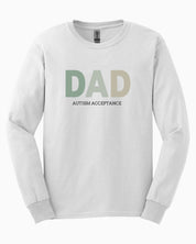 Dad Gradient Long Sleeve T-Shirt-White-Neurodiversity, ADHD & Autism Awareness & Acceptance Long-sleeve by Daily Bloom