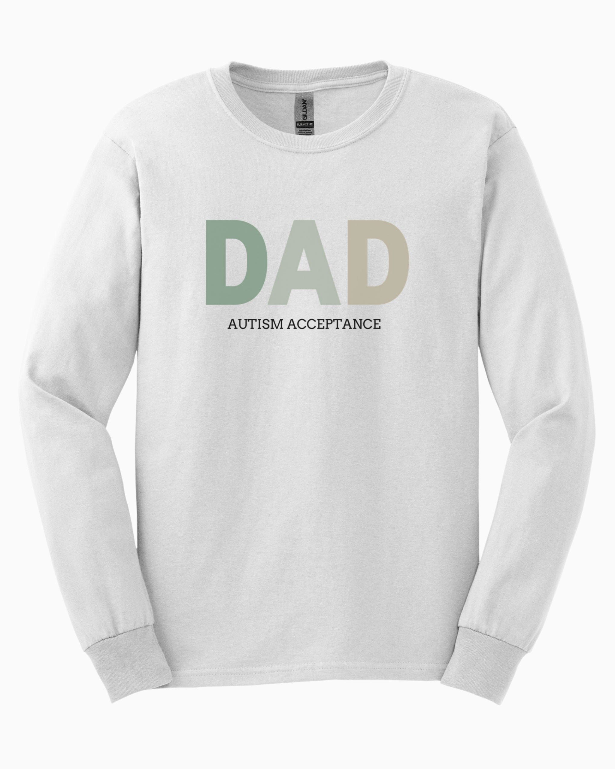 Dad Gradient Long Sleeve T-Shirt-White-Neurodiversity, ADHD & Autism Awareness & Acceptance Long-sleeve by Daily Bloom