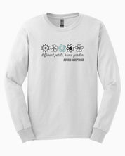 Different Petals Same Garden Flower Sketches Long Sleeve T-Shirt-Neurodiversity, ADHD & Autism Awareness & Acceptance Long-sleeve by Daily Bloom