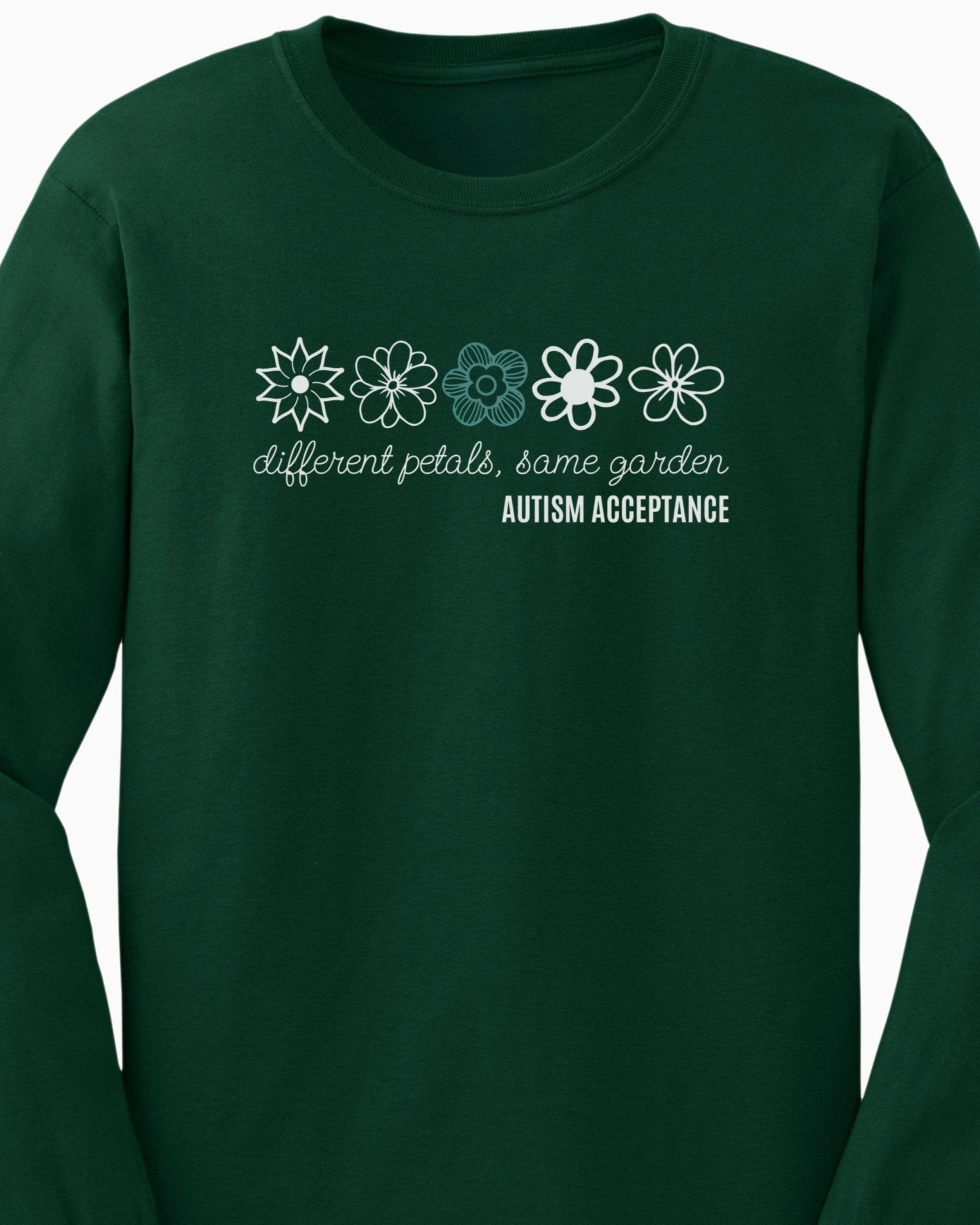 Autism Long - sleeve - Different Petals Same Garden Flower Sketches Long Sleeve T-Shirt - Daily Bloom