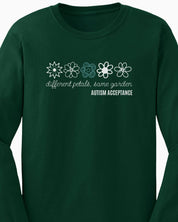 Different Petals Same Garden Flower Sketches Long Sleeve T-Shirt-Neurodiversity, ADHD & Autism Awareness & Acceptance Long-sleeve by Daily Bloom