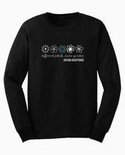 Different Petals Same Garden Flower Sketches Long Sleeve T-Shirt-Neurodiversity, ADHD & Autism Awareness & Acceptance Long-sleeve by Daily Bloom