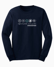 Different Petals Same Garden Flower Sketches Long Sleeve T-Shirt-Neurodiversity, ADHD & Autism Awareness & Acceptance Long-sleeve by Daily Bloom