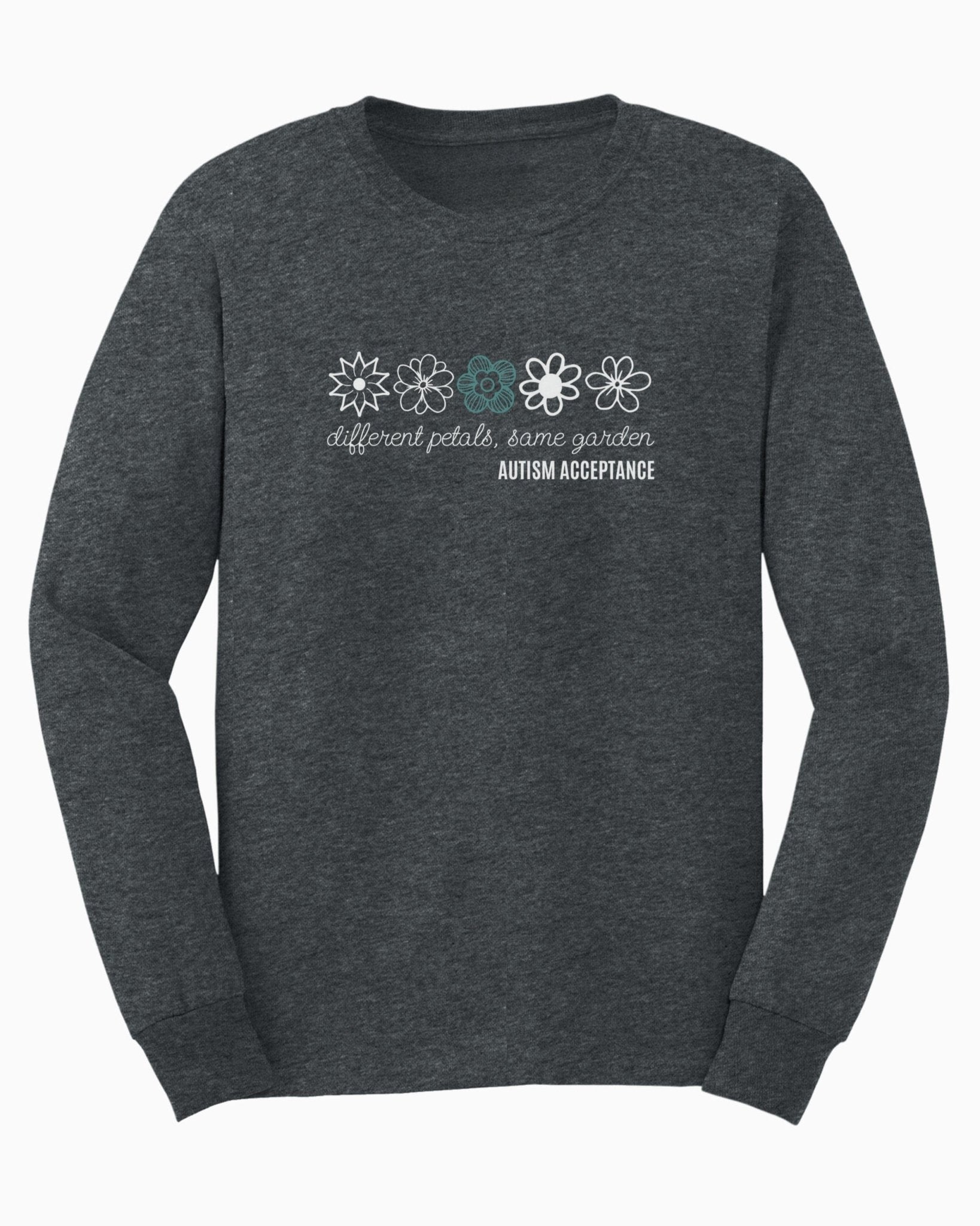 Autism Long - sleeve - Different Petals Same Garden Flower Sketches Long Sleeve T-Shirt - Daily Bloom
