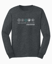 Different Petals Same Garden Flower Sketches Long Sleeve T-Shirt-Neurodiversity, ADHD & Autism Awareness & Acceptance Long-sleeve by Daily Bloom