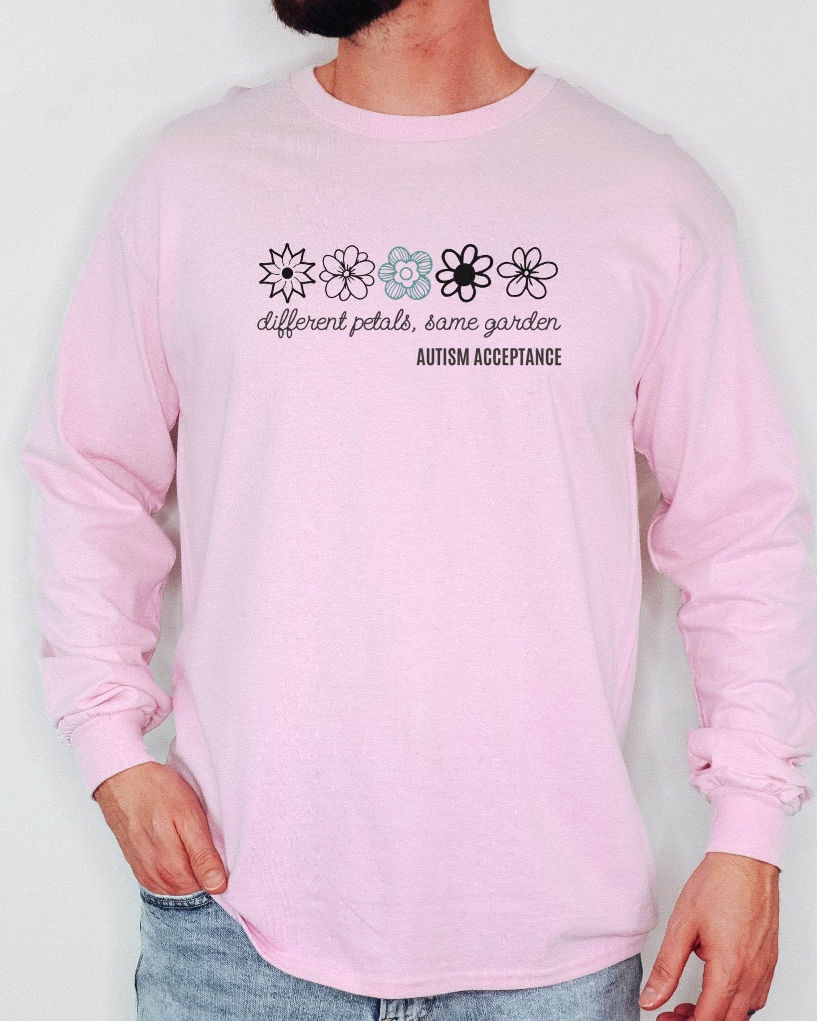 Autism Long - sleeve - Different Petals Same Garden Flower Sketches Long Sleeve T-Shirt - Daily Bloom