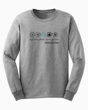 Different Petals Same Garden Flower Sketches Long Sleeve T-Shirt-Neurodiversity, ADHD & Autism Awareness & Acceptance Long-sleeve by Daily Bloom