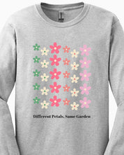 Different Petals Same Garden Long Sleeve T-Shirt-Neurodiversity, ADHD & Autism Awareness & Acceptance Long-sleeve by Daily Bloom