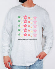 Different Petals Same Garden Long Sleeve T-Shirt-Neurodiversity, ADHD & Autism Awareness & Acceptance Long-sleeve by Daily Bloom