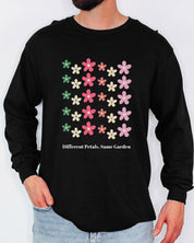 Different Petals Same Garden Long Sleeve T-Shirt-Neurodiversity, ADHD & Autism Awareness & Acceptance Long-sleeve by Daily Bloom