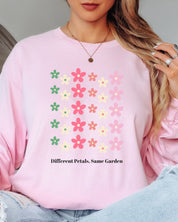 Different Petals Same Garden Long Sleeve T-Shirt-Neurodiversity, ADHD & Autism Awareness & Acceptance Long-sleeve by Daily Bloom