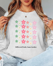 Different Petals Same Garden Long Sleeve T-Shirt-Neurodiversity, ADHD & Autism Awareness & Acceptance Long-sleeve by Daily Bloom
