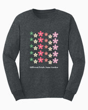 Different Petals Same Garden Long Sleeve T-Shirt-Dark Heather-Neurodiversity, ADHD & Autism Awareness & Acceptance Long-sleeve by Daily Bloom