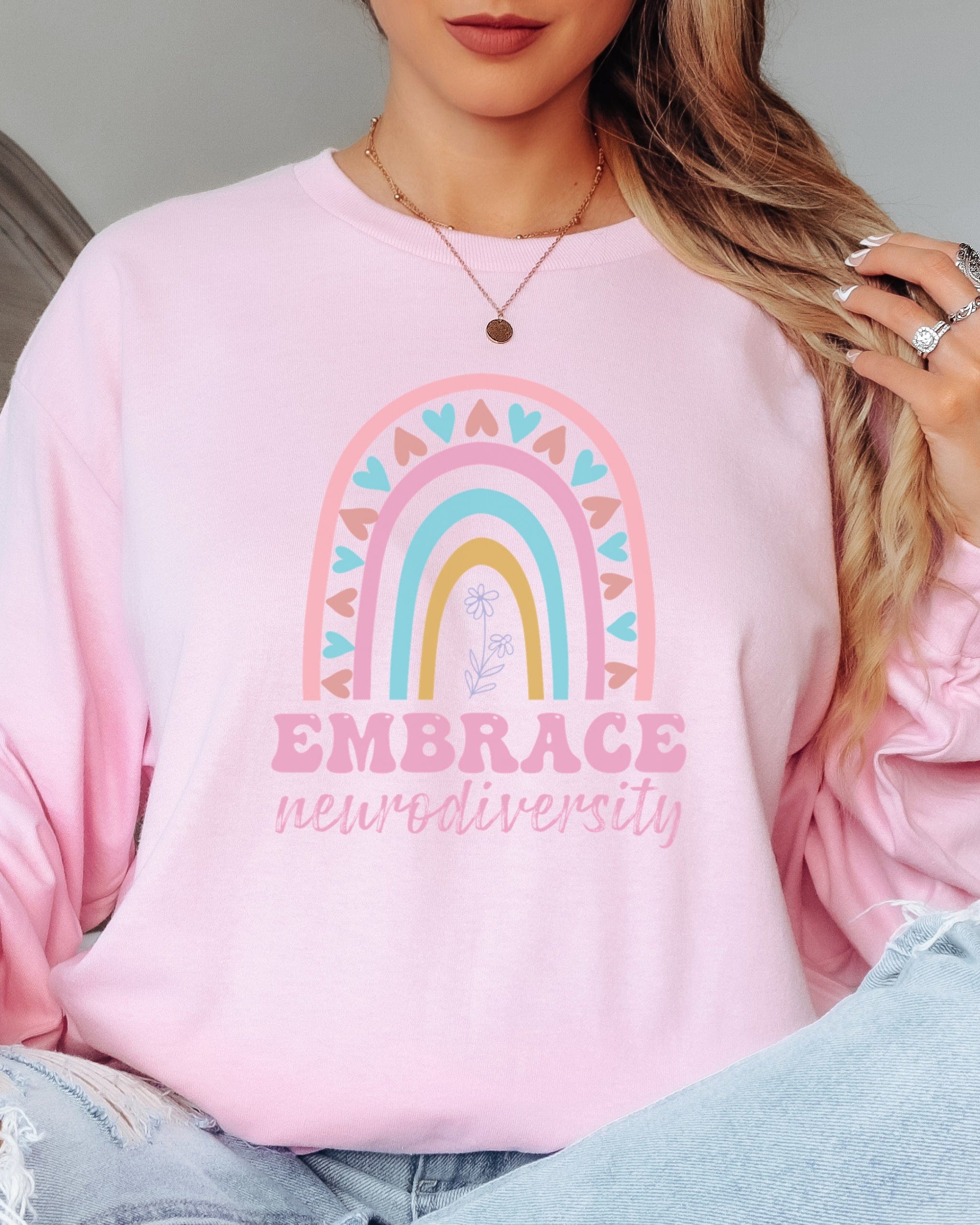 Embrace Neurodiversity Long Sleeve T-Shirt-Neurodiversity, ADHD & Autism Awareness & Acceptance Long-sleeve by Daily Bloom