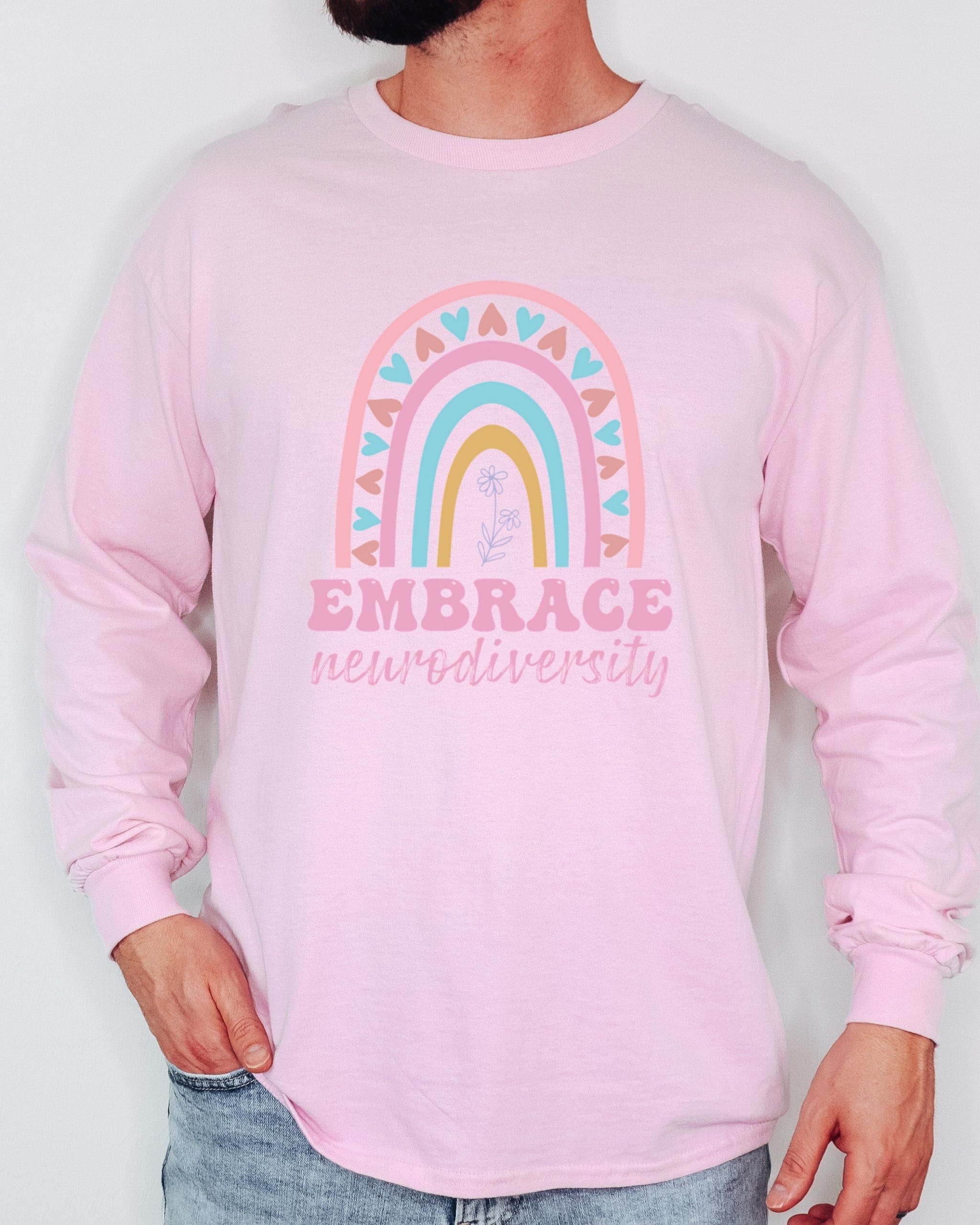 Embrace Neurodiversity Long Sleeve T-Shirt-Neurodiversity, ADHD & Autism Awareness & Acceptance Long-sleeve by Daily Bloom