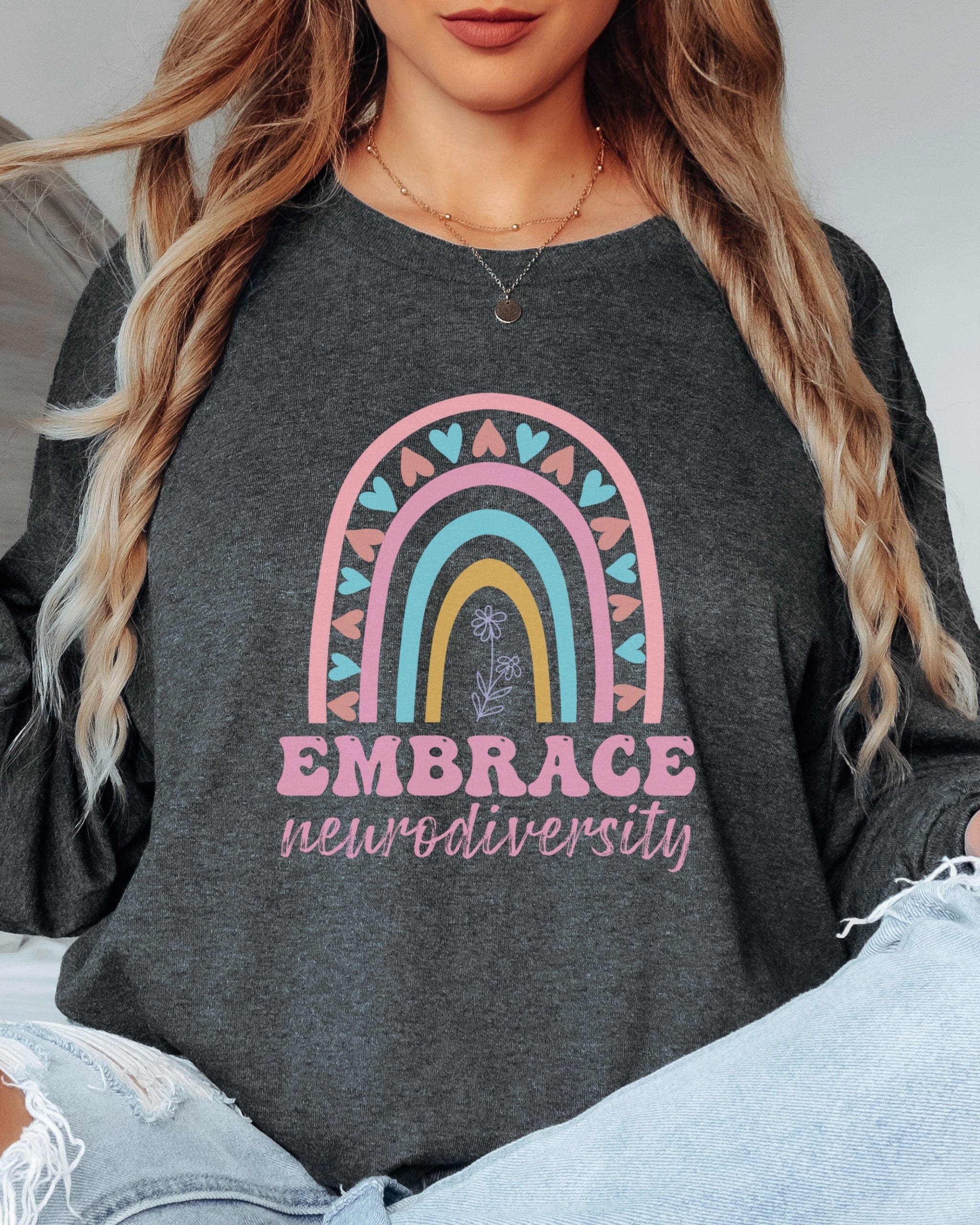 Embrace Neurodiversity Long Sleeve T-Shirt-Neurodiversity, ADHD & Autism Awareness & Acceptance Long-sleeve by Daily Bloom