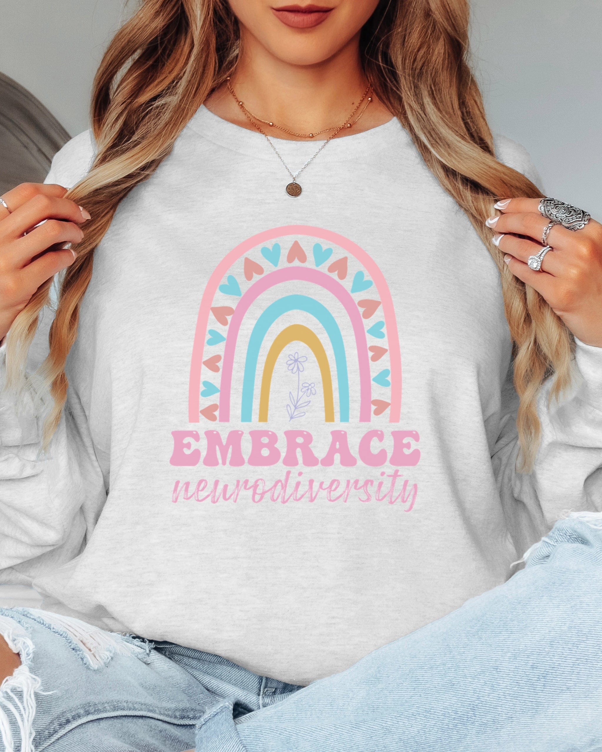 Embrace Neurodiversity Long Sleeve T-Shirt-Neurodiversity, ADHD & Autism Awareness & Acceptance Long-sleeve by Daily Bloom