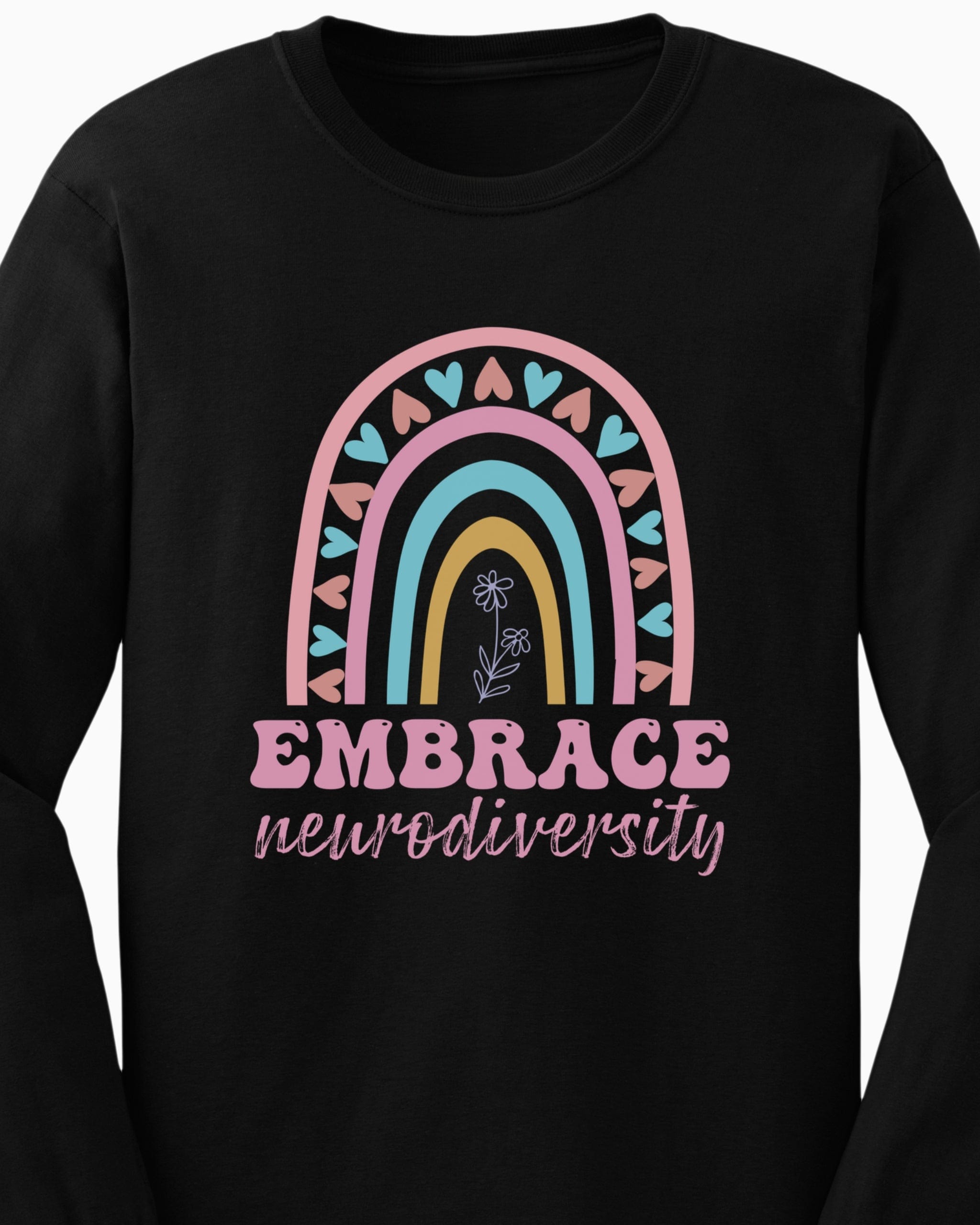 Embrace Neurodiversity Long Sleeve T-Shirt-Neurodiversity, ADHD & Autism Awareness & Acceptance Long-sleeve by Daily Bloom