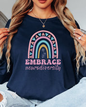 Embrace Neurodiversity Long Sleeve T-Shirt-Neurodiversity, ADHD & Autism Awareness & Acceptance Long-sleeve by Daily Bloom