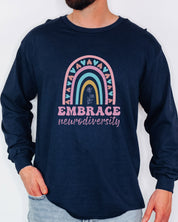 Embrace Neurodiversity Long Sleeve T-Shirt-Neurodiversity, ADHD & Autism Awareness & Acceptance Long-sleeve by Daily Bloom