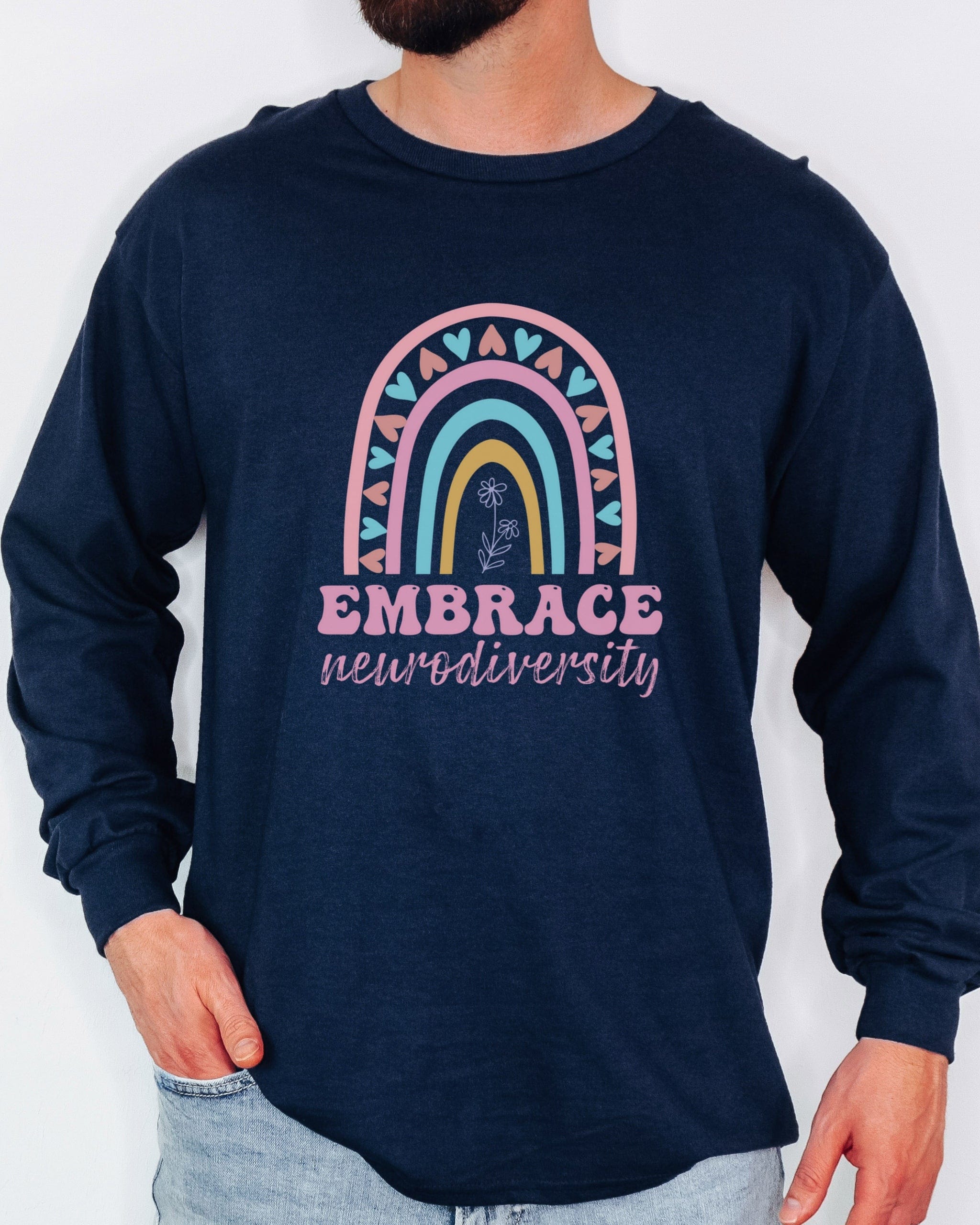 Embrace Neurodiversity Long Sleeve T-Shirt-Neurodiversity, ADHD & Autism Awareness & Acceptance Long-sleeve by Daily Bloom