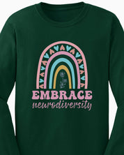 Embrace Neurodiversity Long Sleeve T-Shirt-Neurodiversity, ADHD & Autism Awareness & Acceptance Long-sleeve by Daily Bloom